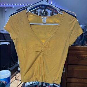 Bozzolo Mustard V-Neck Crop Top